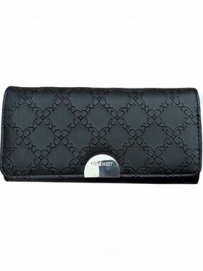 Nine West Black Embossed Clasp Wallet